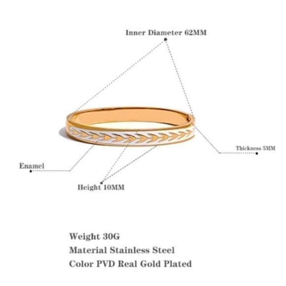 Vintage Vibes Gold White Arrow Hinged Bangle Bracelet - Picture 5 of 10